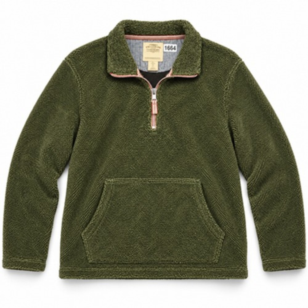 Telluride Clothing Company Men's Large Green Quarter Zip Fleece Pullover Pocket